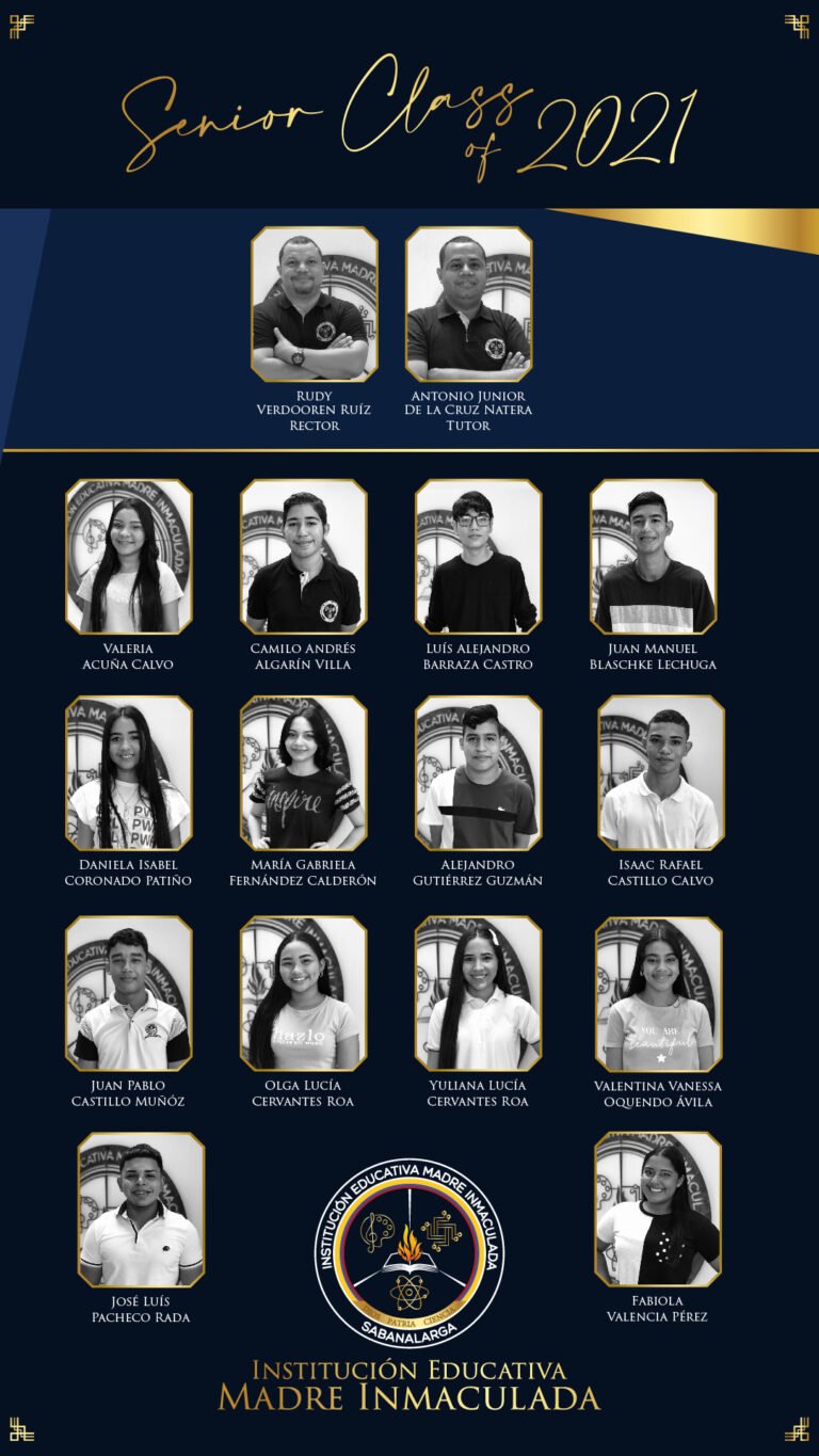 Mosaico de la promoción 2021 con las fotografías y los nombres de los graduados
